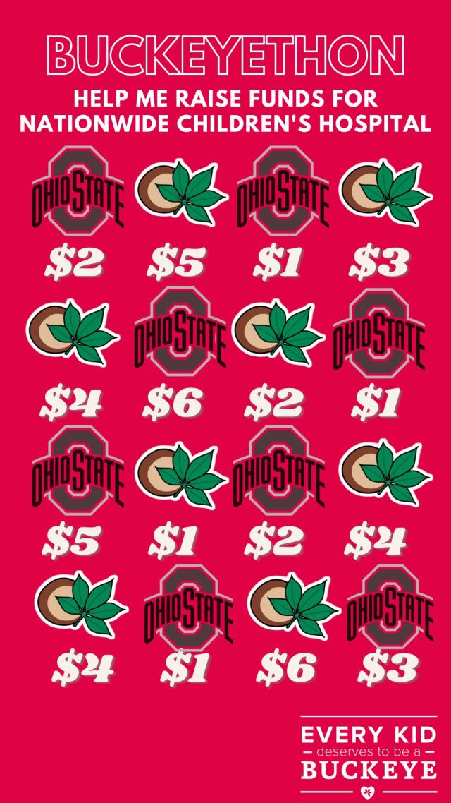 Ohio State Themed Bingo Board