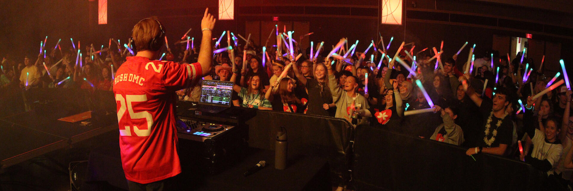Liam McGreevey DJing Rave Hour at the 2025 Dance Marathon