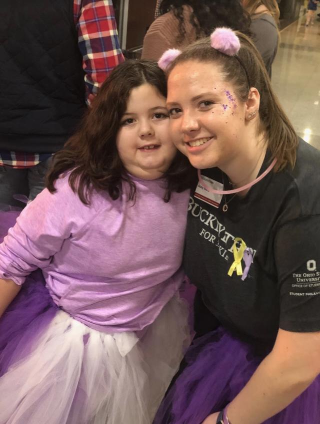 Piper and Abby, a member of the Family Relations Committee, at the 2020 Dance Marathon