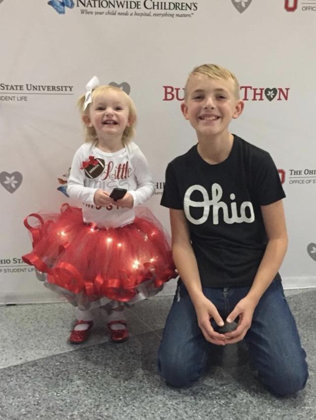 Reid with his sister, Amelia, at a BuckeyeThon event.